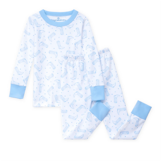 Light Blue Darling Cowboy Boots Long Pajamas