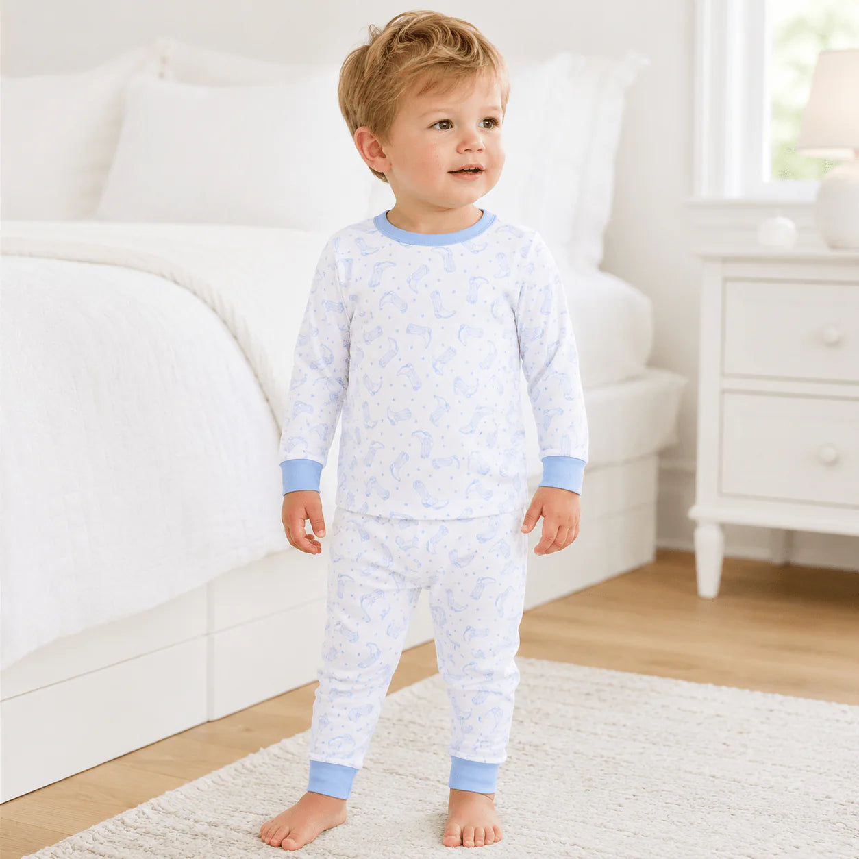 Light Blue Darling Cowboy Boots Long Pajamas
