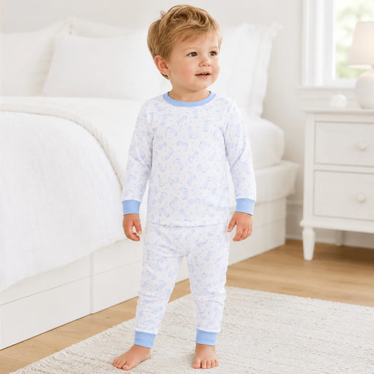 Light Blue Darling Cowboy Boots Long Pajamas