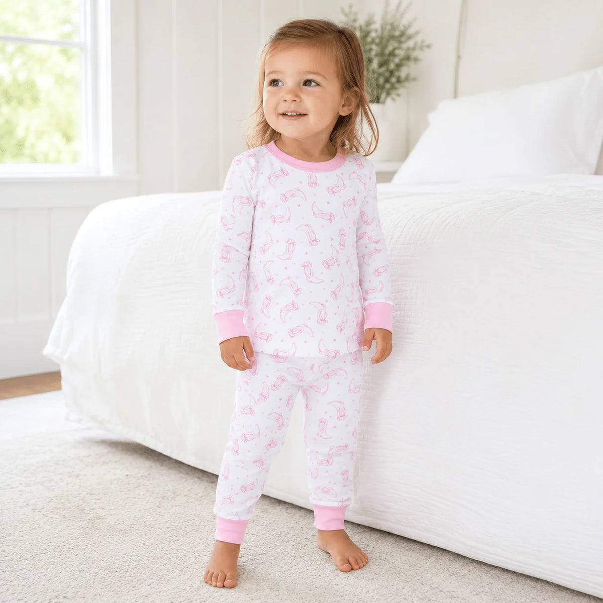 Pink Darling Cowboy Boots Long Pajamas