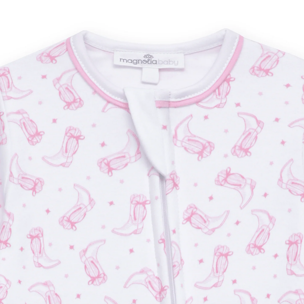 Pink Darling Cowboy Boots Zip Footie