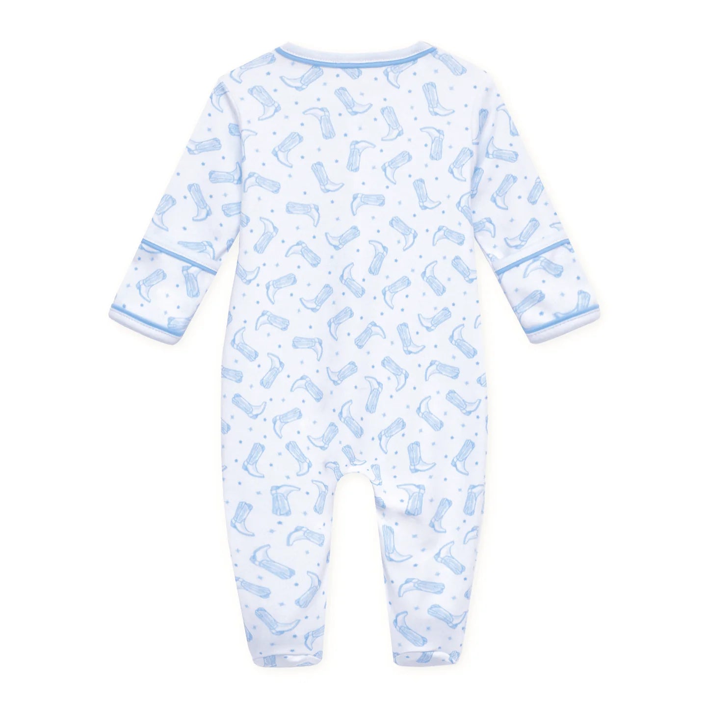 Light Blue Darling Cowboy Boots Zip Footie