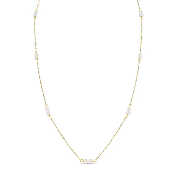14K Gold Double 3mm Freshwater Cultured Pearl 16" Necklace