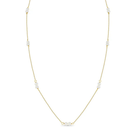 14K Gold Double 3mm Freshwater Cultured Pearl 16" Necklace