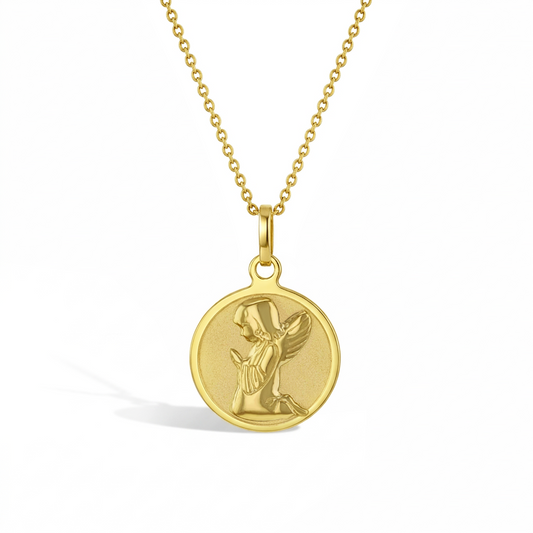 14K Gold Praying Guardian Angel Necklace