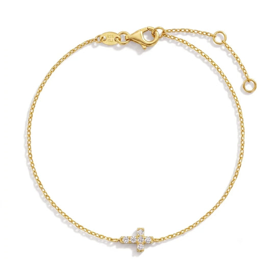 CZ Cross Gold Plated Bracelet