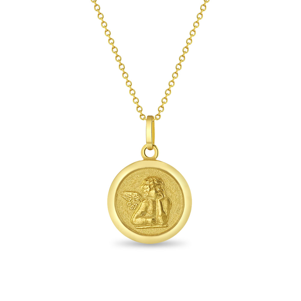 14K Gold Guardian Angel Necklace