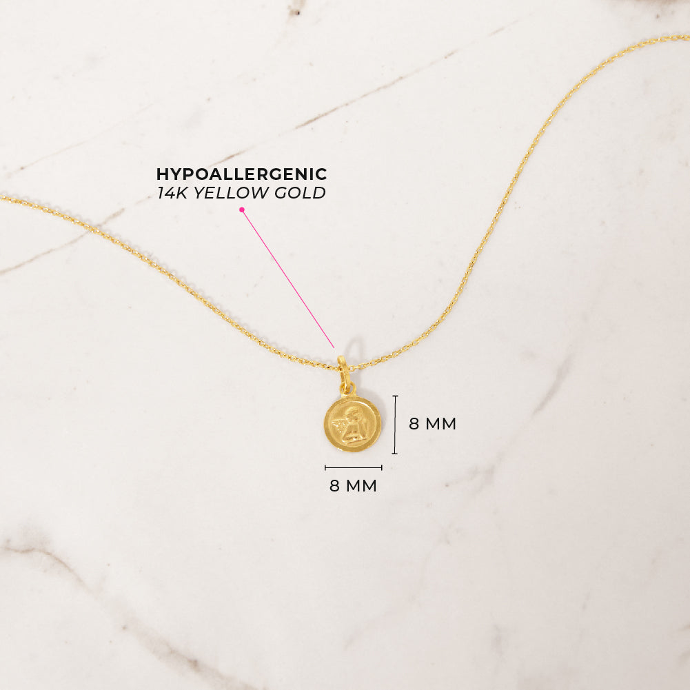 14K Gold Guardian Angel Necklace