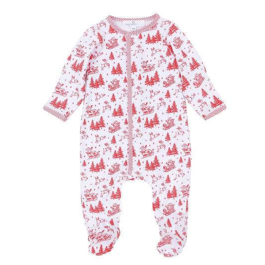 Red Holiday Toile Footie