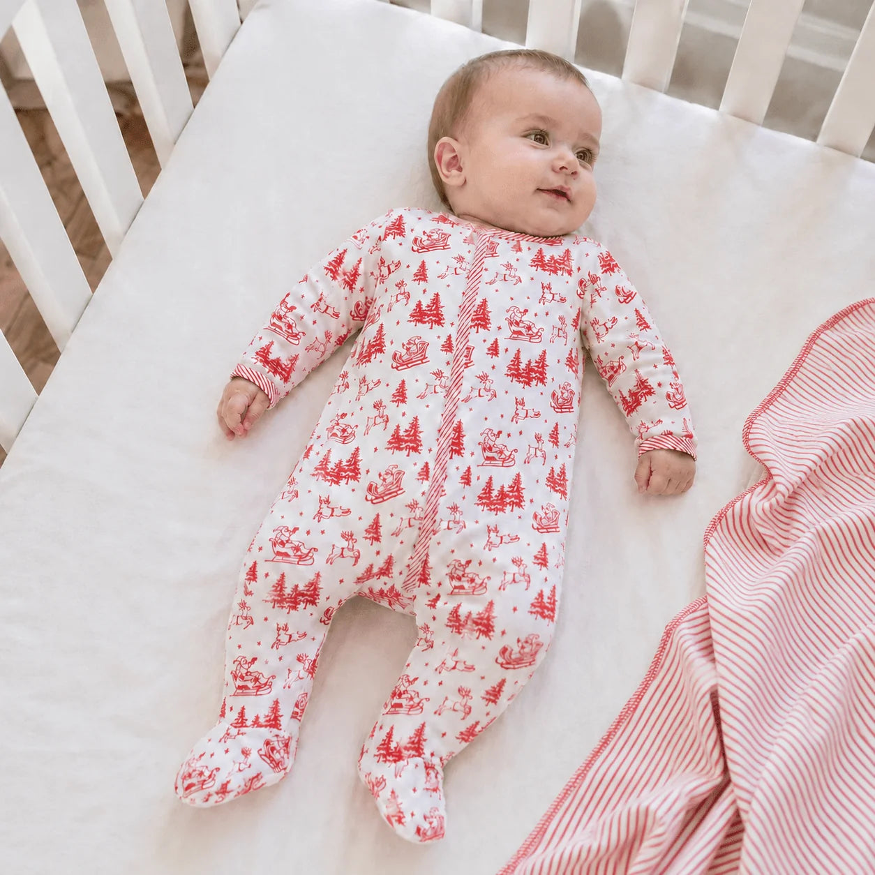 Red Holiday Toile Footie
