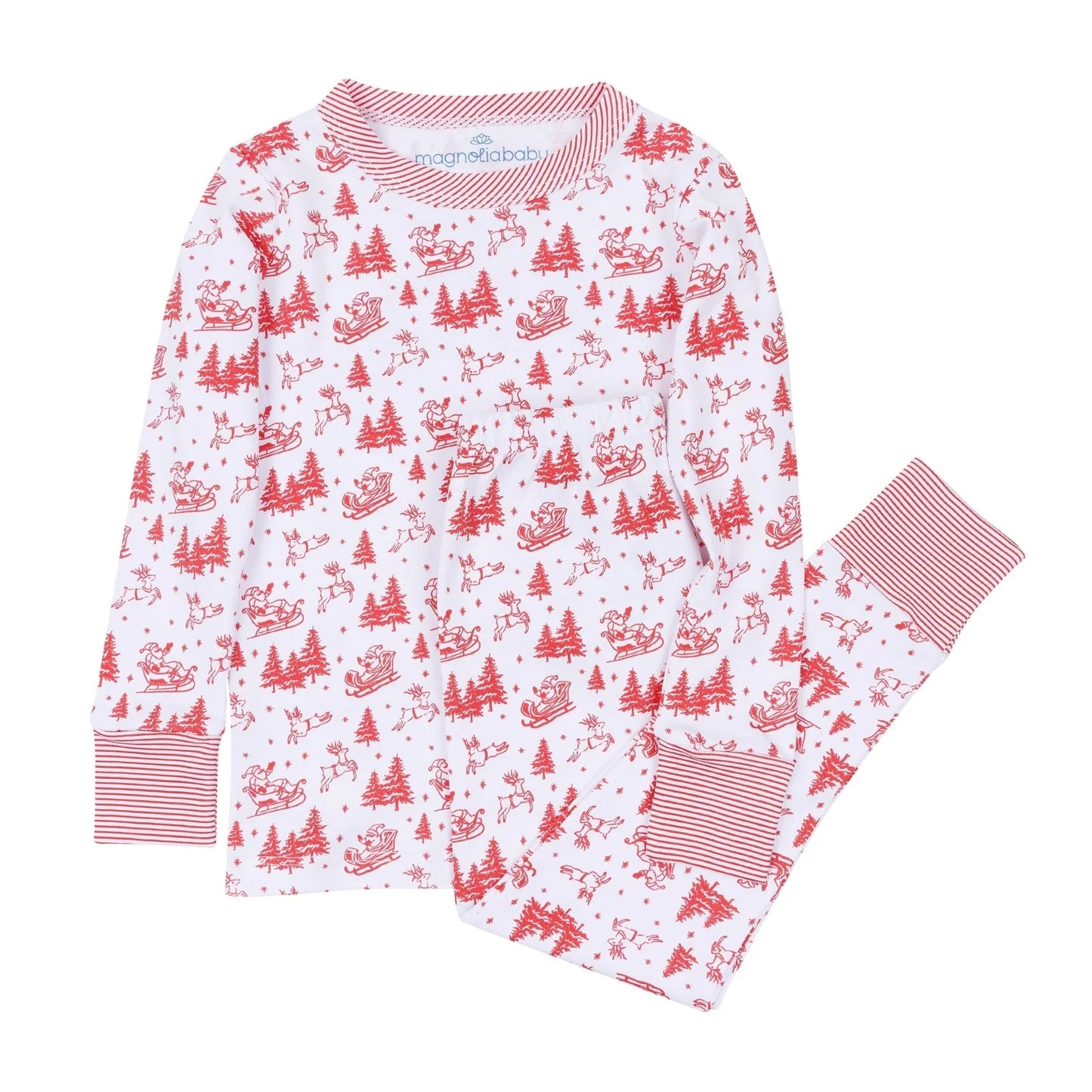 Red Holiday Toile Long Pajamas