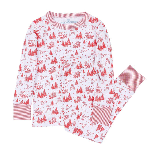 Red Holiday Toile Long Pajamas