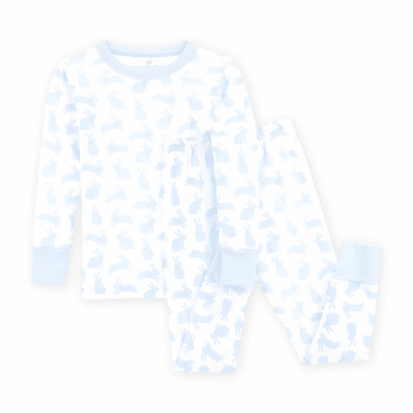 Light Blue Leaping Bunnies Long Pajamas