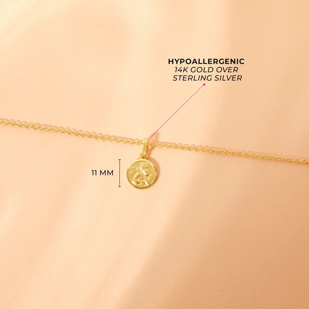 Guardian Angel Gold Plated Medal Necklace