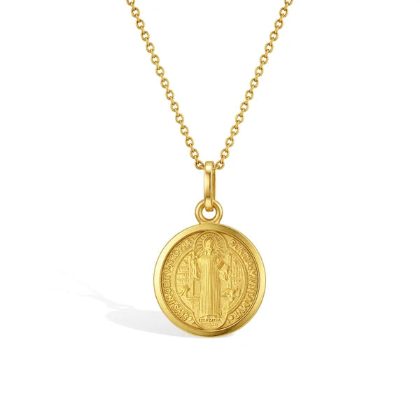 Saint Benedict Gold Plated Medal Necklace