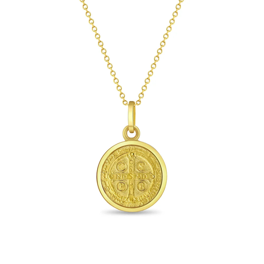 Saint Benedict Gold Plated Medal Necklace