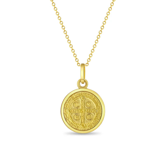 Saint Benedict Gold Plated Medal Necklace
