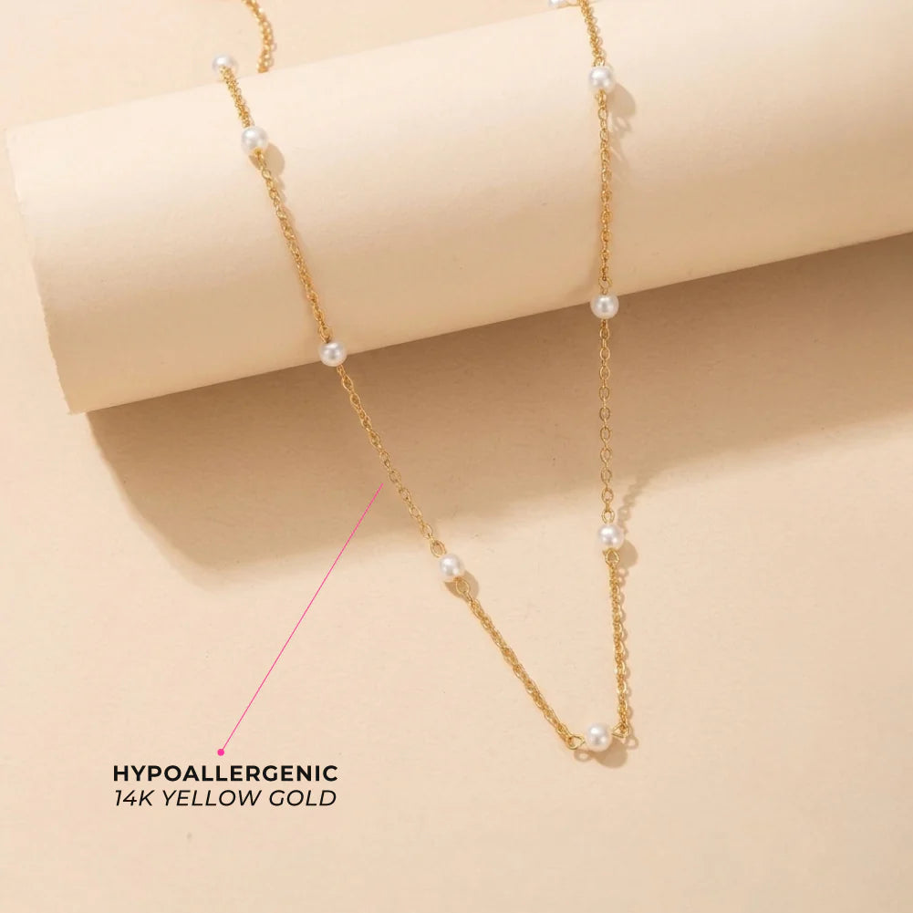 14K Gold 4mm Freshwater Cultured Pearls Necklace