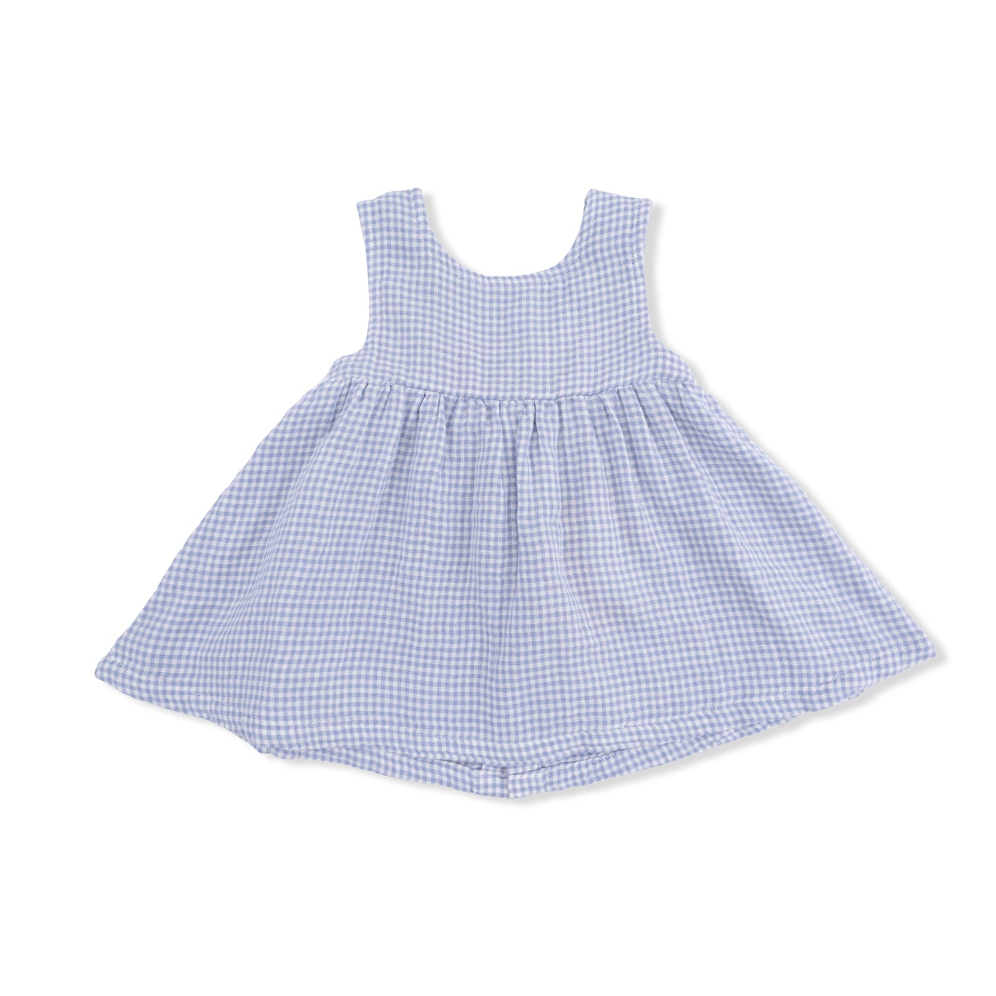 Micro Gingham Blue Blizzard Dress w/ Bloomer