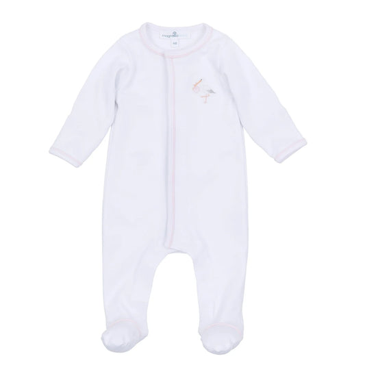 Vintage Stork Footie Pink