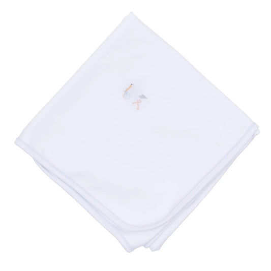 Vintage Stork Receiving Blanket Light Blue