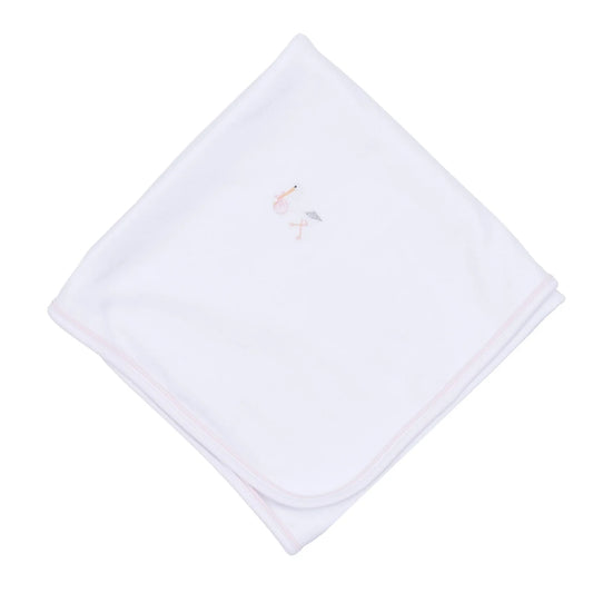 Vintage Stork Receiving Blanket Pink