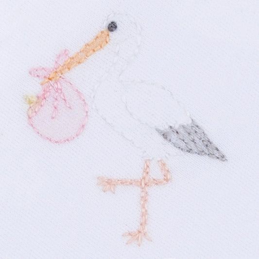 Vintage Stork Receiving Blanket Pink