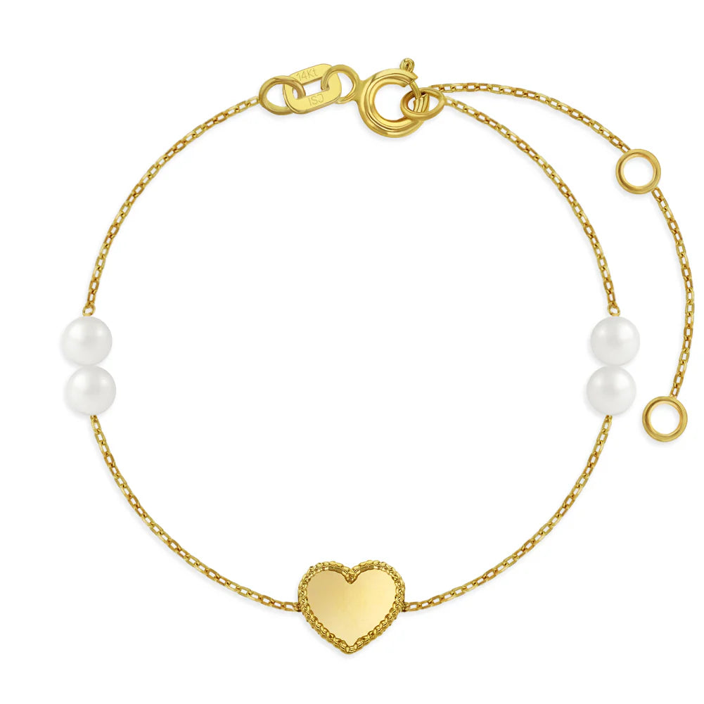 14K Gold Heart Bracelet