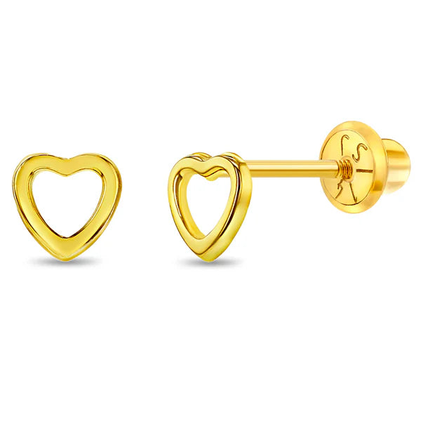 14K Gold Petite Open Heart Earrings