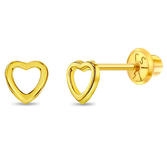 14K Gold Petite Open Heart Earrings