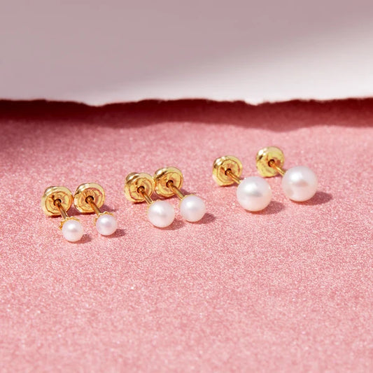 14K Gold Classic Cultured Pearl Earrings 2.5-5mm