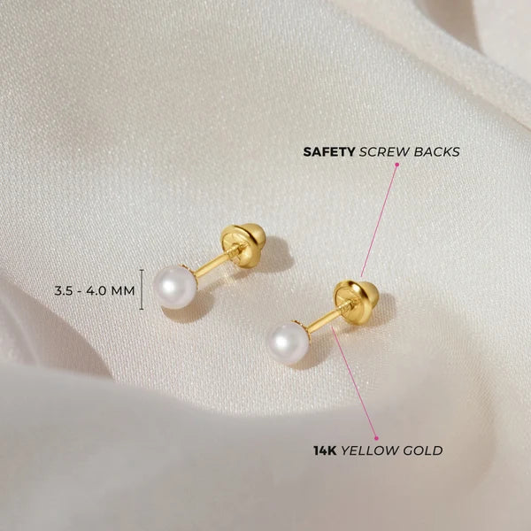 14K Gold Classic Cultured Pearl Earrings 2.5-5mm