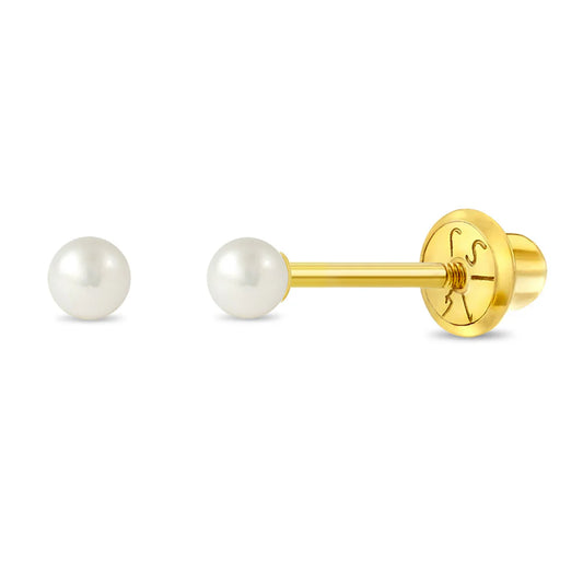 14K Gold Classic Cultured Pearl Earrings 2.5-3mm