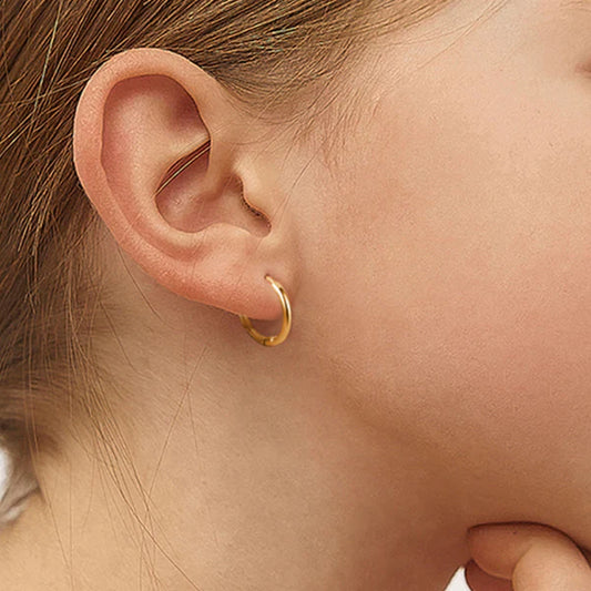 14K Gold Small Hoop Earrings 11mm