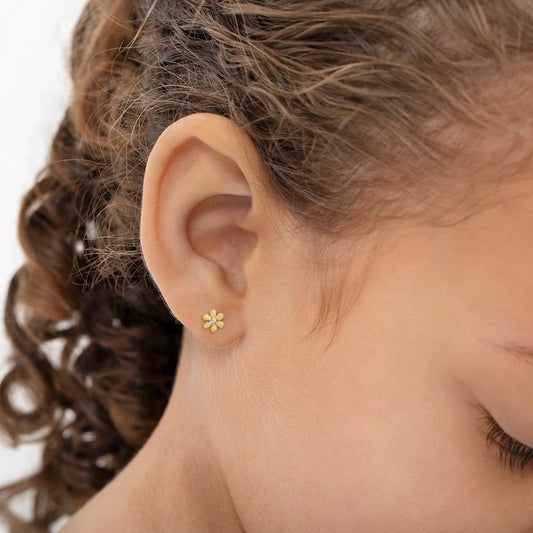 14k CZ Flower Girl Earrings