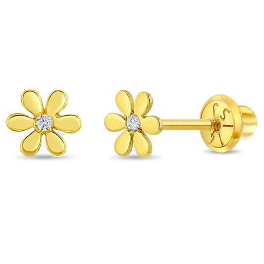 14k CZ Flower Girl Earrings