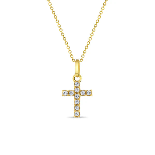 14K Pave Cross Necklace