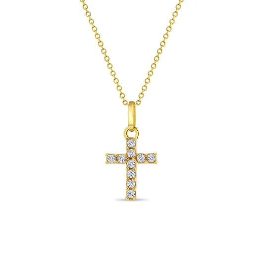 14K Pave Cross Necklace