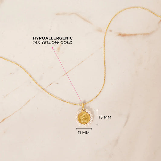 14K Gold Guardian Angel Pearl Necklace
